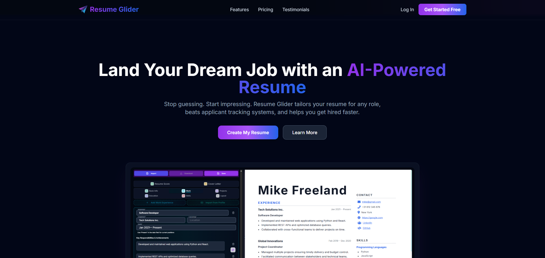 ResumeGlider screenshot